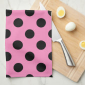 Zwarte polka-stippen op roze theedoek (Quarter Fold)