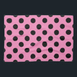 Zwarte polka-stippen op roze theedoek<br><div class="desc">Zwarte polka-stippen op roze</div>