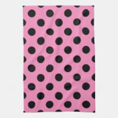 Zwarte polka-stippen op roze theedoek (Verticaal)