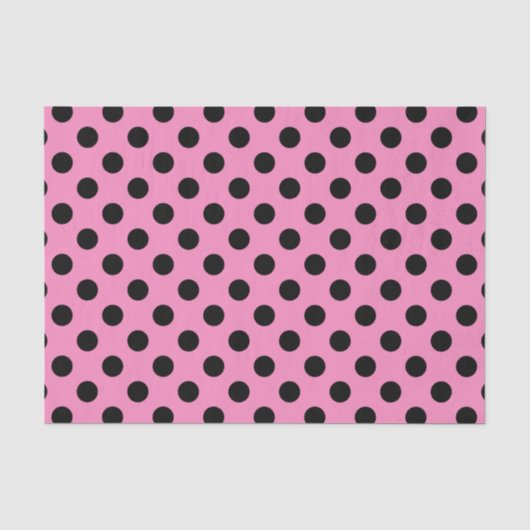 Zwarte polka-stippen op roze tissuepapier (Voorkant)
