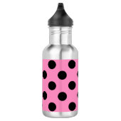 Zwarte polka-stippen op roze waterfles (Rechts)