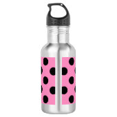 Zwarte polka-stippen op roze waterfles (Achterkant)