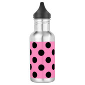 Zwarte polka-stippen op roze waterfles (Links)