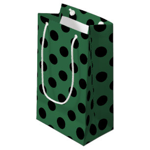 Zwarte polka-stippen op skeletgroen klein cadeauzakje