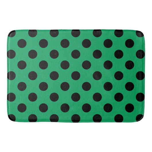 Zwarte polka-stippen op vers groen badmat (Voorkant)