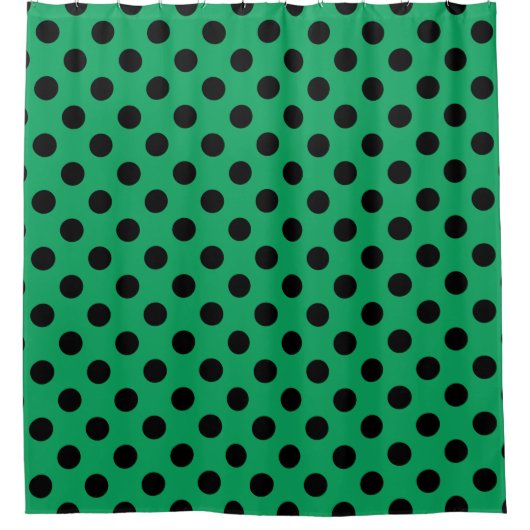 Zwarte polka-stippen op vers groen douchegordijn (Voorkant)
