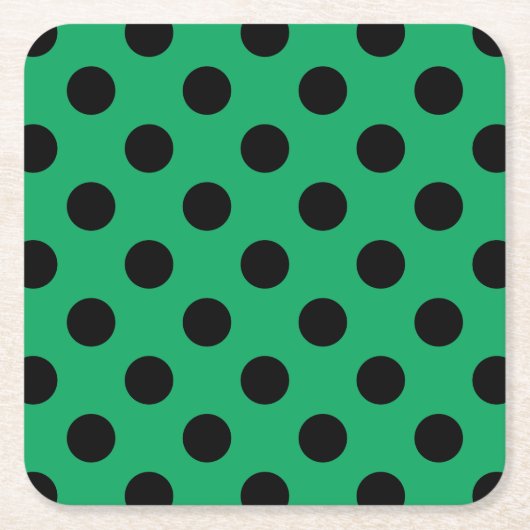 Zwarte polka-stippen op vers groen kartonnen onderzetters (Voorkant)