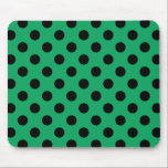 Zwarte polka-stippen op vers groen muismat<br><div class="desc">Zwarte polka-stippen op vers groen</div>