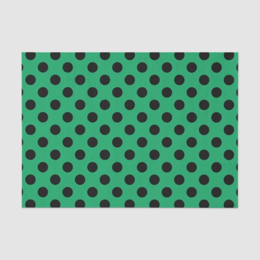 Zwarte polka-stippen op vers groen tissuepapier (Voorkant)