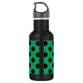 Zwarte polka-stippen op vers groen waterfles (Achterkant)