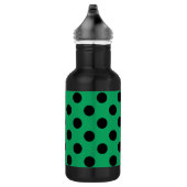 Zwarte polka-stippen op vers groen waterfles (Rechts)