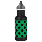 Zwarte polka-stippen op vers groen waterfles (Links)
