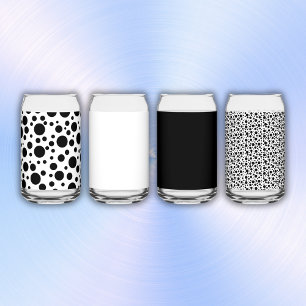 Zwarte Polka stippen op wit Blikvorm Glas