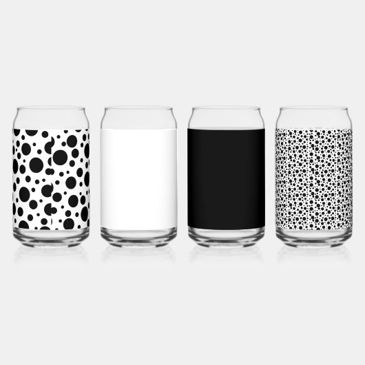 Zwarte Polka stippen op wit | Blikvorm Glas (Links)