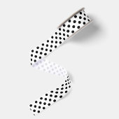 Zwarte polka stippen op wit grosgrain lint (Achterkant)