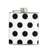 Zwarte polka-stippen op wit heupfles (Voorkant)
