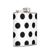 Zwarte polka-stippen op wit heupfles (Rechts)