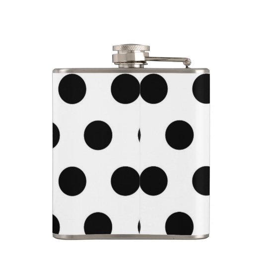 Zwarte polka-stippen op wit heupfles (Achterkant)