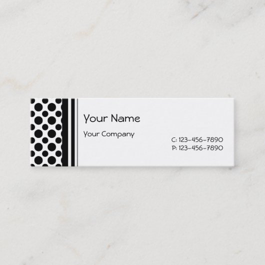 Zwarte polka stippen op wit visitekaartje sjabloon (Voorkant)