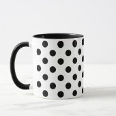 Zwarte polka stippen op witte achtergrond mok (Links)