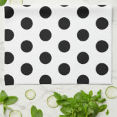 Zwarte polka stippen op witte achtergrond theedoek (Gevouwen)