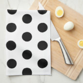 Zwarte polka stippen op witte achtergrond theedoek (Quarter Fold)