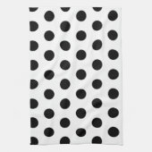 Zwarte polka stippen op witte achtergrond theedoek (Verticaal)