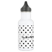 zwarte polka stippen op witte achtergrond waterfles  (Links)