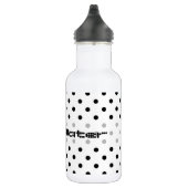 zwarte polka stippen op witte achtergrond waterfles  (Rechts)