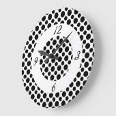 Zwarte polka stippen op witte cijfers klok (Hoek)