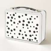 Zwarte polka stippen op witte lunchboxen (Achterkant)