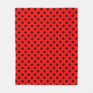 Zwarte polka stippenpatroon op rode achtergrond fleece deken