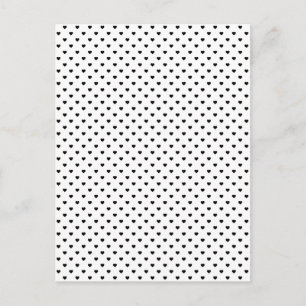Zwarte Polkadot Harten op Wit Briefkaart
