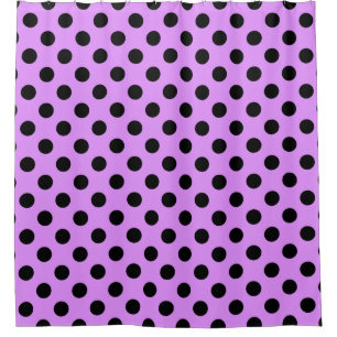 Zwarte polkadots op lila douchegordijn