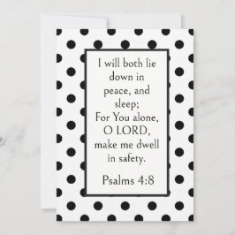 Zwarte polkadots, Psalm 4:8 Bijbelvers, Vreedzaam Kaart