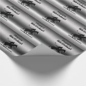 Zwarte Polo-speler met inscriptie, Happy Birthday Cadeaupapier (Hoek)