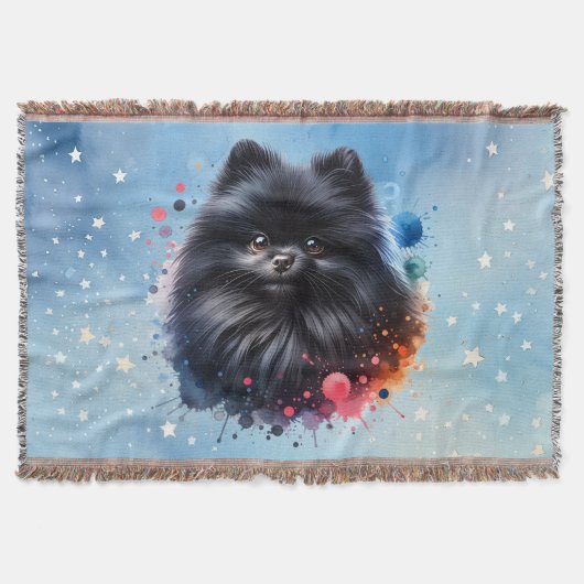 Zwarte pomeraanse waterverf illustratie deken (Voorkant)