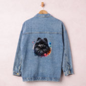 Zwarte pomeraanse waterverf illustratie denim jacket (Hangar)