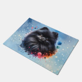 Zwarte pomeraanse waterverf illustratie deurmat (Schuin)