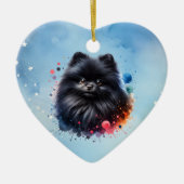 Zwarte pomeraanse waterverf illustratie keramisch ornament (Voorkant)