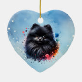 Zwarte pomeraanse waterverf illustratie keramisch ornament (Achterkant)