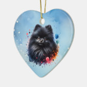 Zwarte pomeraanse waterverf illustratie keramisch ornament (Links)