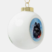 Zwarte pomeraanse waterverf illustratie keramische bal ornament (Links)