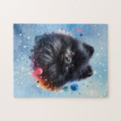 Zwarte pomeraanse waterverf illustratie legpuzzel (Horizontaal)