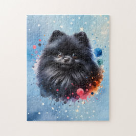 Zwarte pomeraanse waterverf illustratie legpuzzel