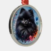 Zwarte pomeraanse waterverf illustratie metalen ornament (Rechts)