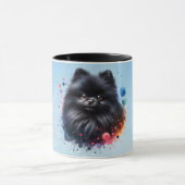 Zwarte pomeraanse waterverf illustratie mok (Midden)