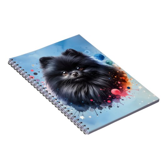 Zwarte pomeraanse waterverf illustratie notitieboek (Rechterzijde)