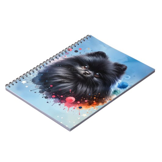 Zwarte pomeraanse waterverf illustratie notitieboek (Linkerzijde)