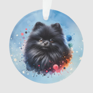 Zwarte pomeraanse waterverf illustratie ornament